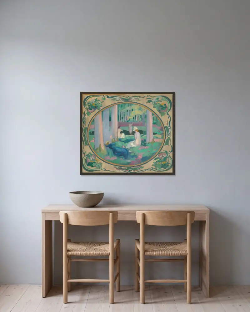 Dans la forêt von Maurice Denis gerahmt an einer Wand