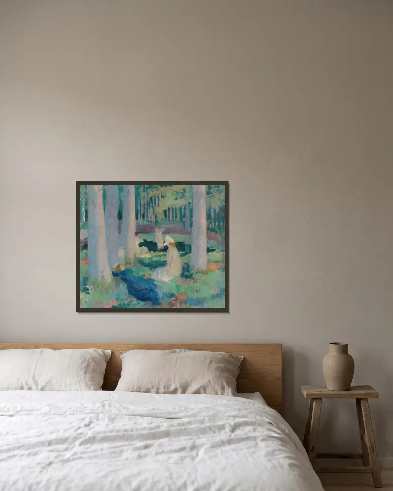 Im Wald (Bad im Ententeich) von Maurice Denis gerahmt an einer Wand