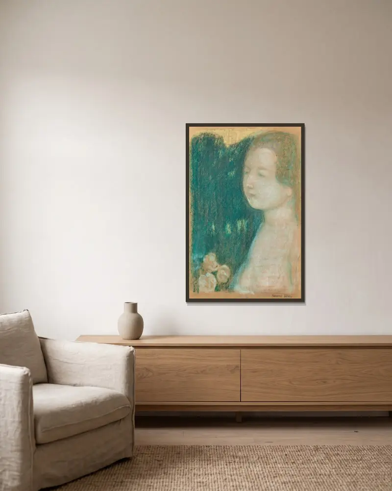 Hon var vackrare än drömmarna av Maurice Denis inramad på en vägg