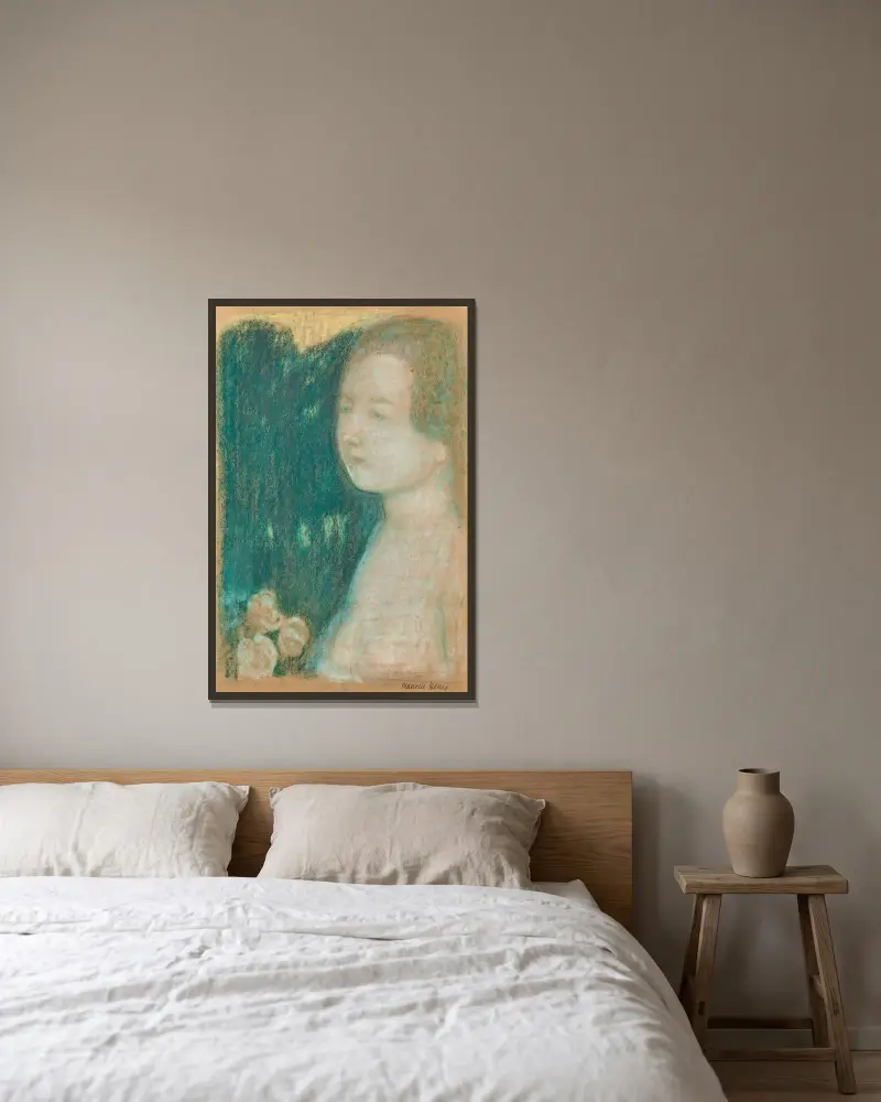 Hon var vackrare än drömmarna av Maurice Denis inramad på en vägg