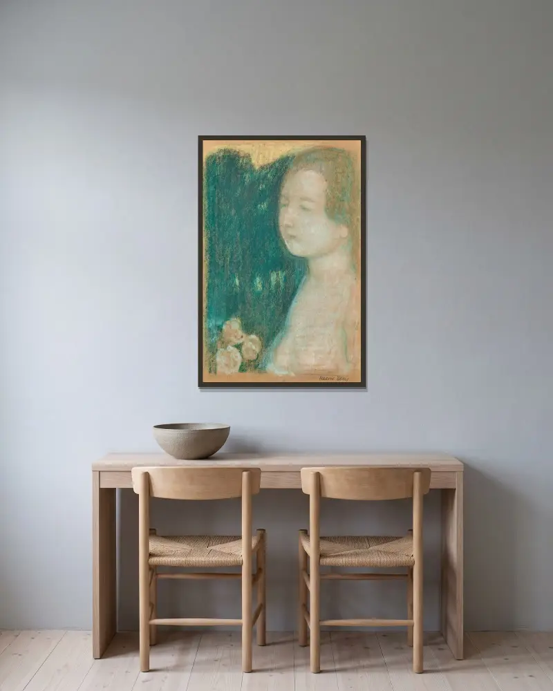 Hon var vackrare än drömmarna av Maurice Denis inramad på en vägg