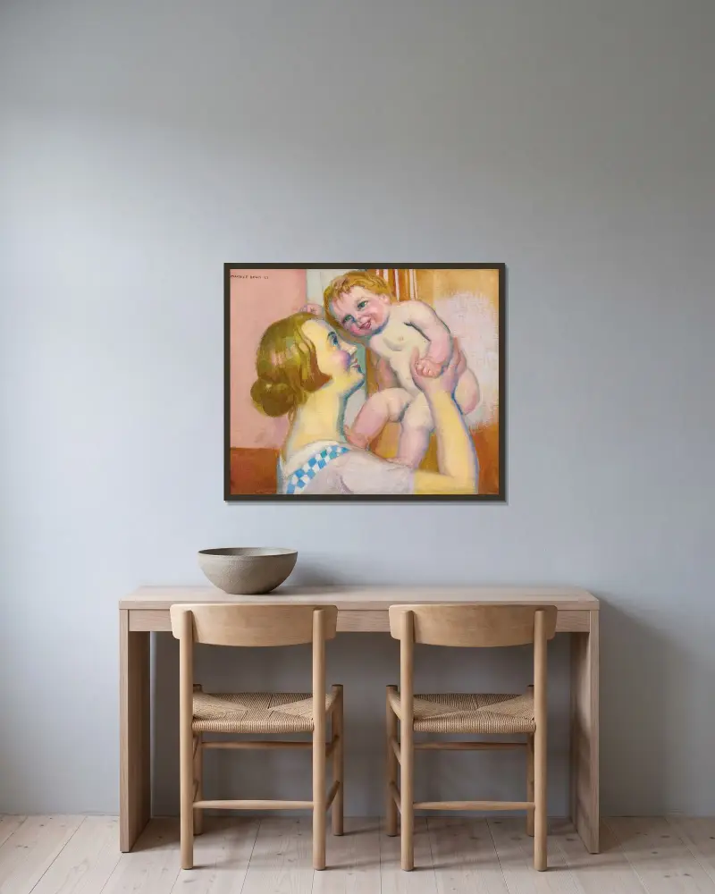 Enfant Nu Ou Annie Et Pauline av Maurice Denis inramad på en vägg