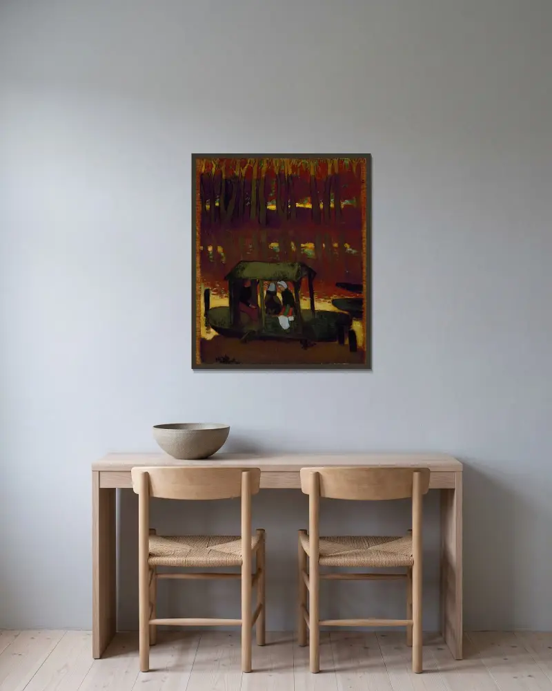 Aftonminne I av Maurice Denis inramad på en vägg