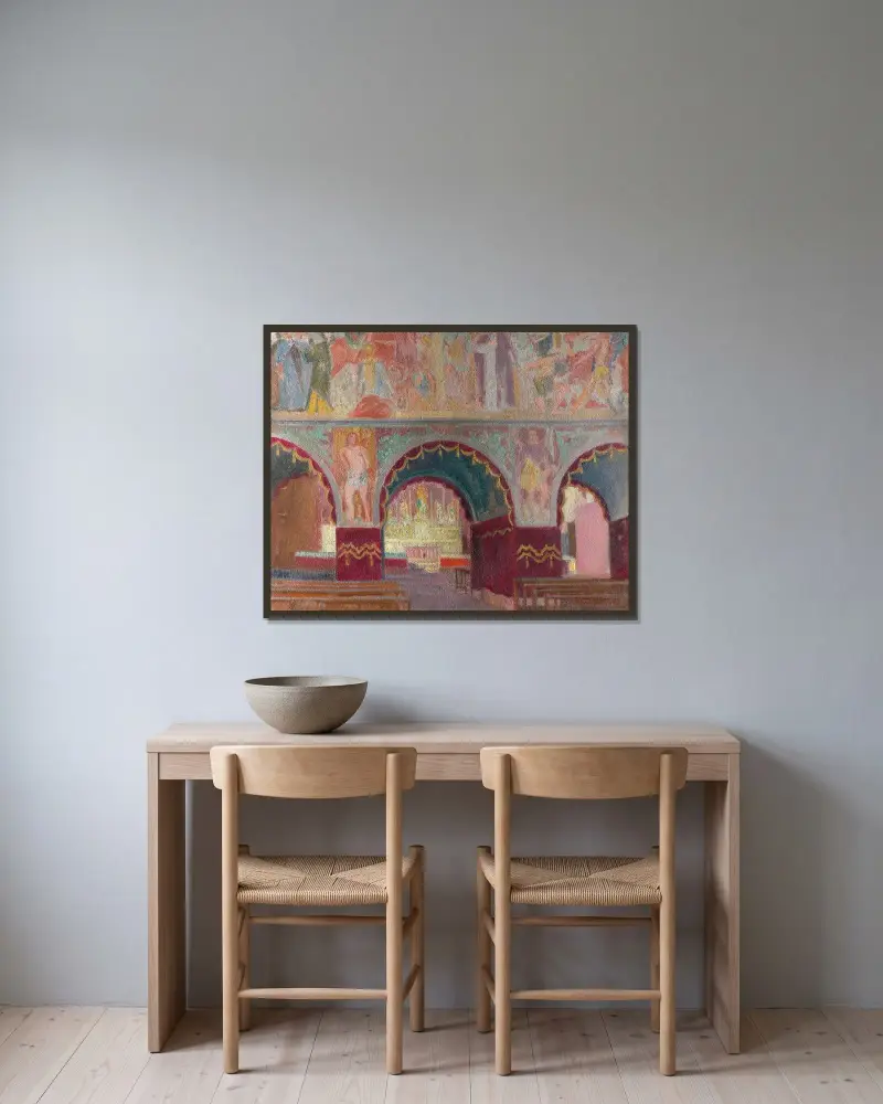 Fresker av Luini, i Lugano av Maurice Denis inramad på en vägg