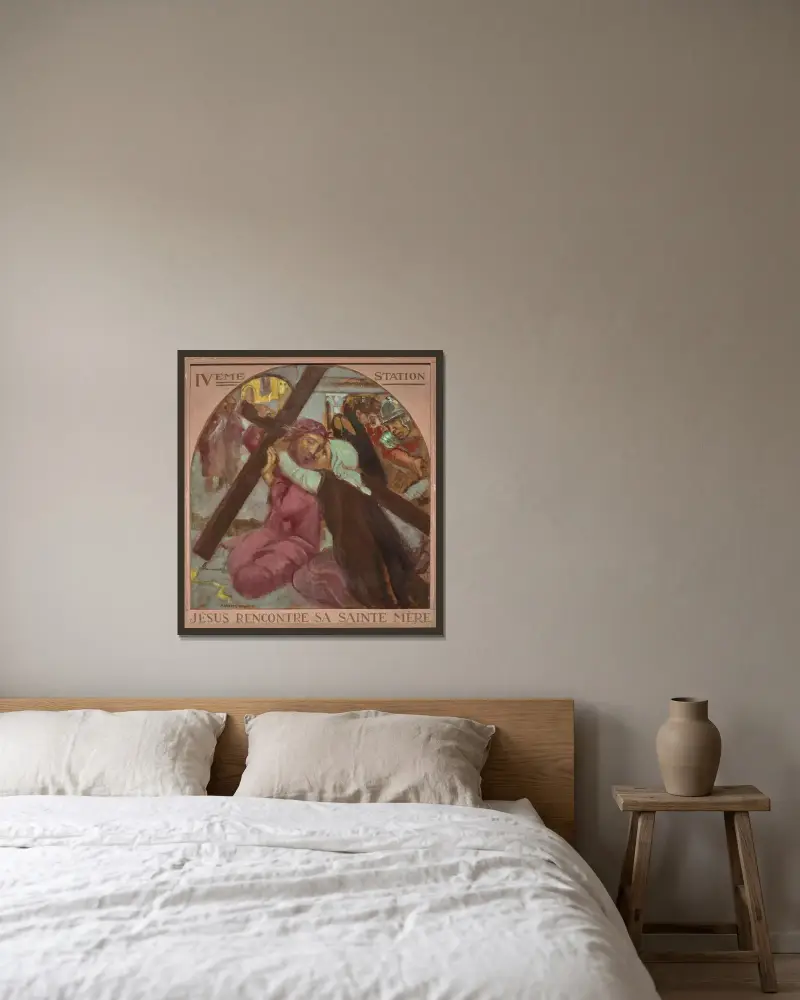 Jesus möter sin heliga moder av Maurice Denis inramad på en vägg