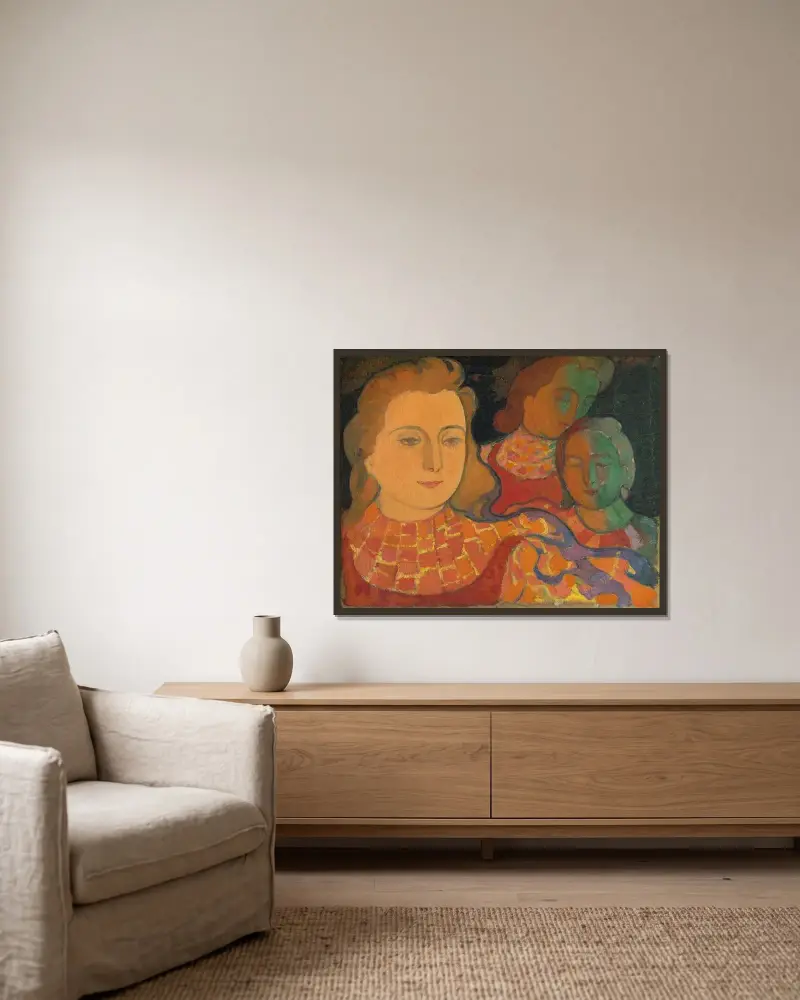 Unga flickor som man skulle kunna kalla änglar av Maurice Denis inramad på en vägg