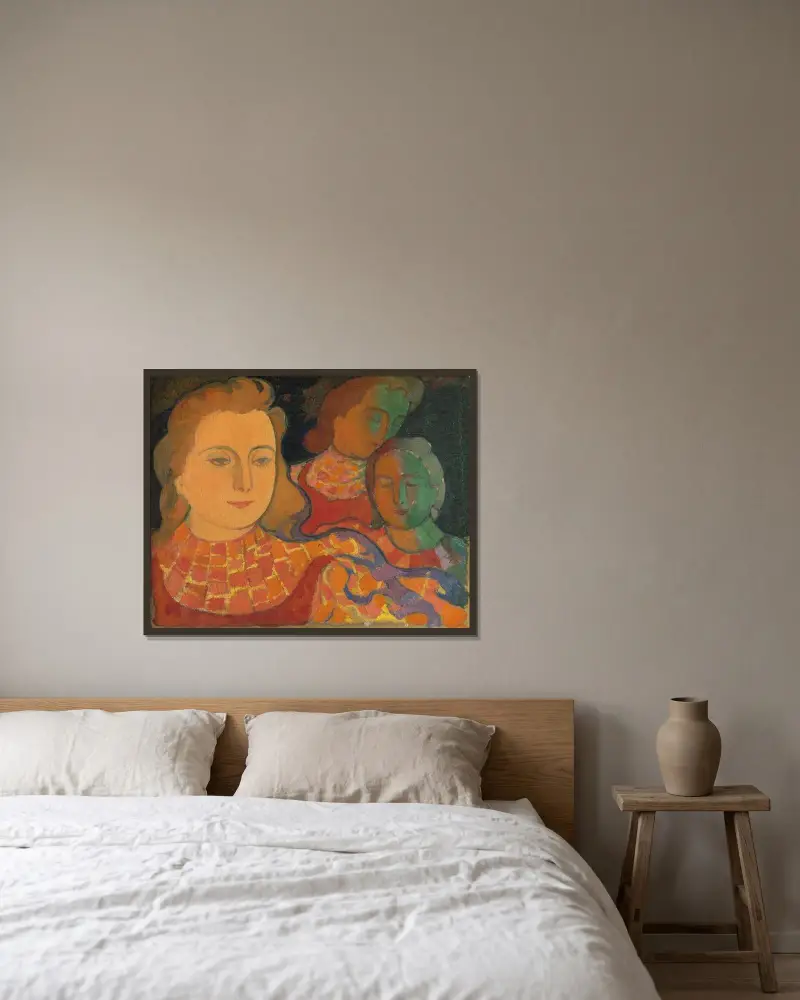 Unga flickor som man skulle kunna kalla änglar av Maurice Denis inramad på en vägg