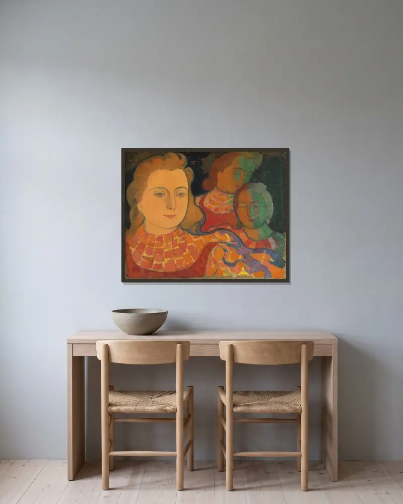 Unga flickor som man skulle kunna kalla änglar av Maurice Denis inramad på en vägg