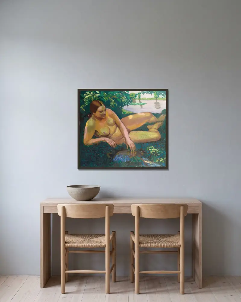 Die Quelle von Maurice Denis gerahmt an einer Wand