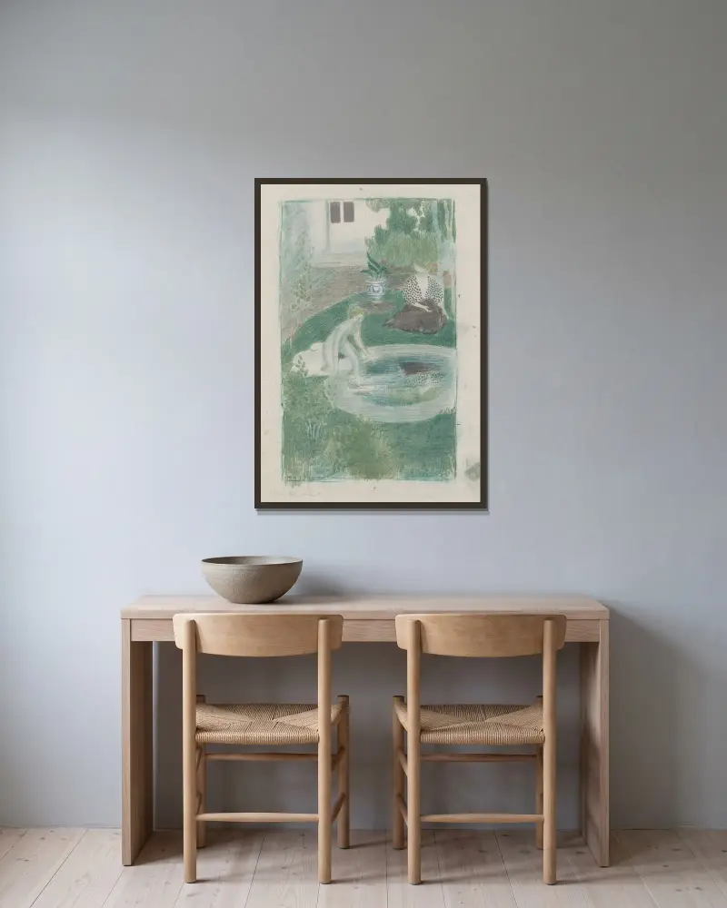 Reflexen i fontänen av Maurice Denis inramad på en vägg