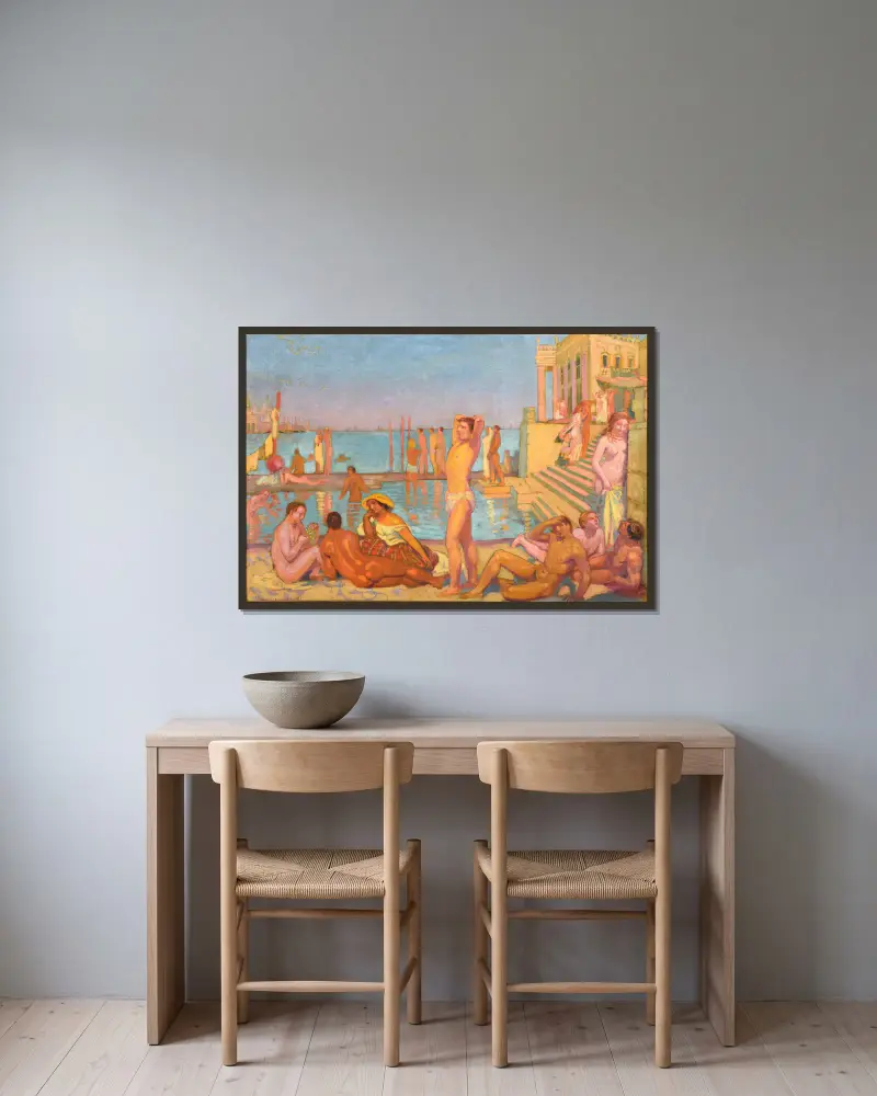 Die Gefangenen von Maurice Denis gerahmt an einer Wand