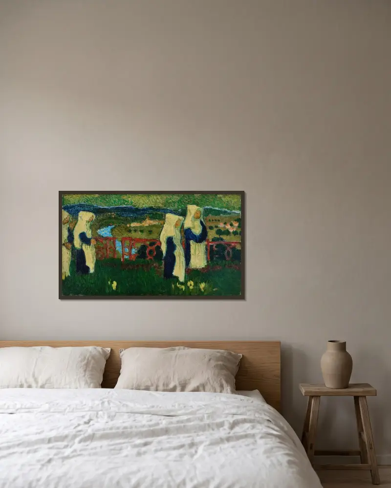 Nunnorna på terrassen vid Saint-Germain av Maurice Denis inramad på en vägg
