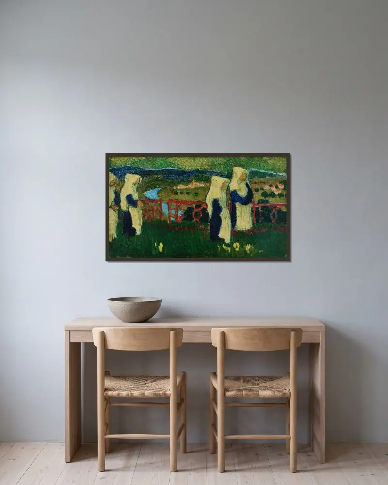 Nunnorna på terrassen vid Saint-Germain av Maurice Denis inramad på en vägg