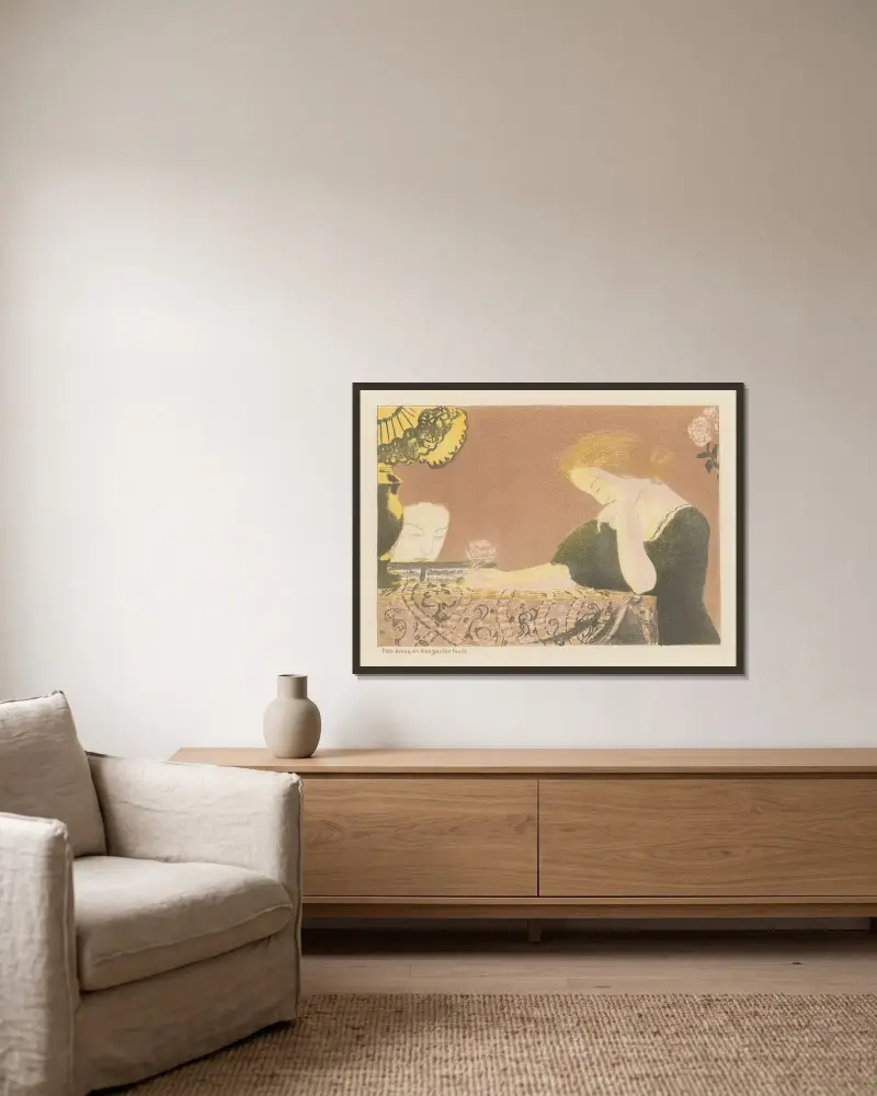 Våra själar i långsamma gester av Maurice Denis inramad på en vägg