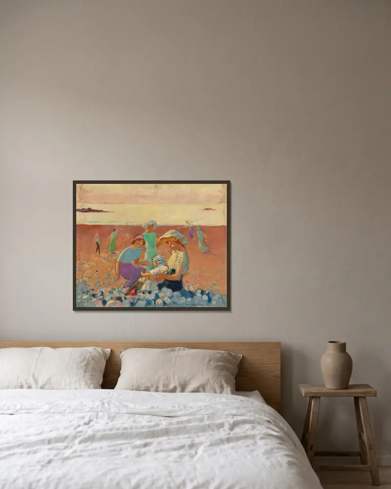 Liten strand med Joujou Bonnier av Maurice Denis inramad på en vägg