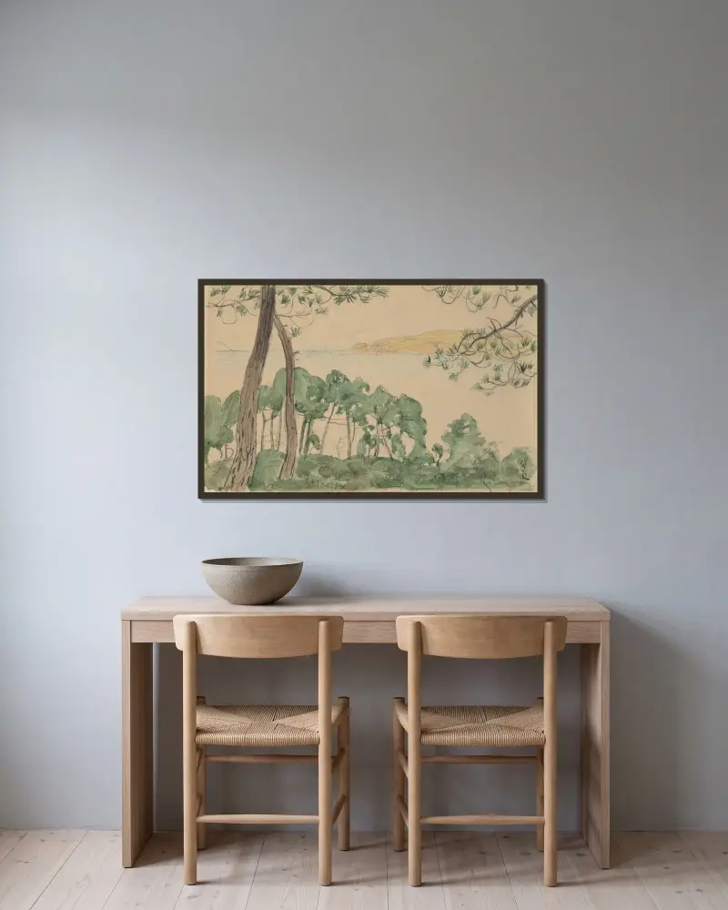 Saint-Tropez av Maurice Denis inramad på en vägg