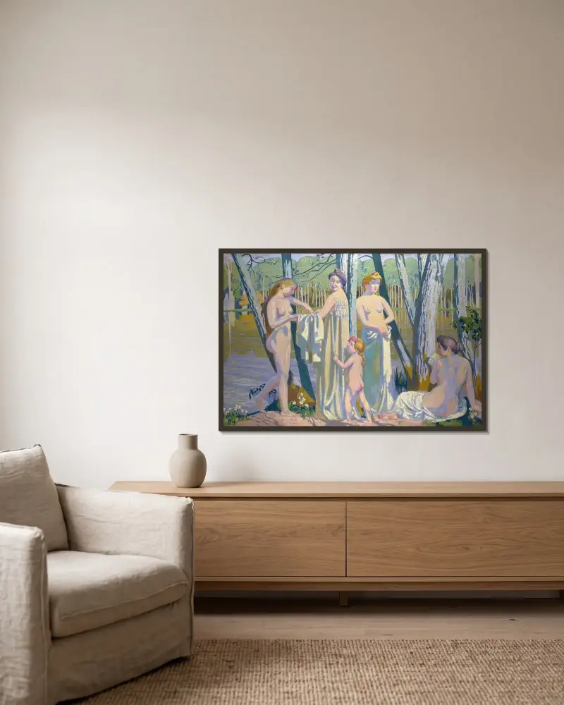Badarna av Maurice Denis inramad på en vägg