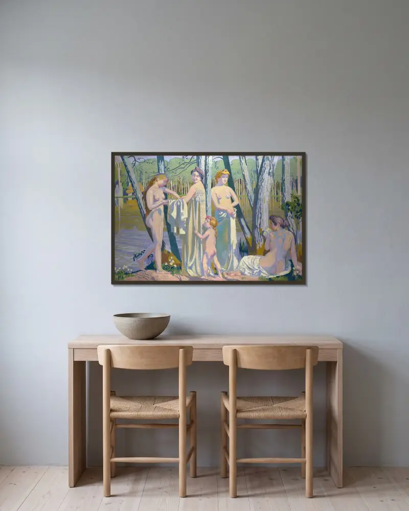 Badarna av Maurice Denis inramad på en vägg