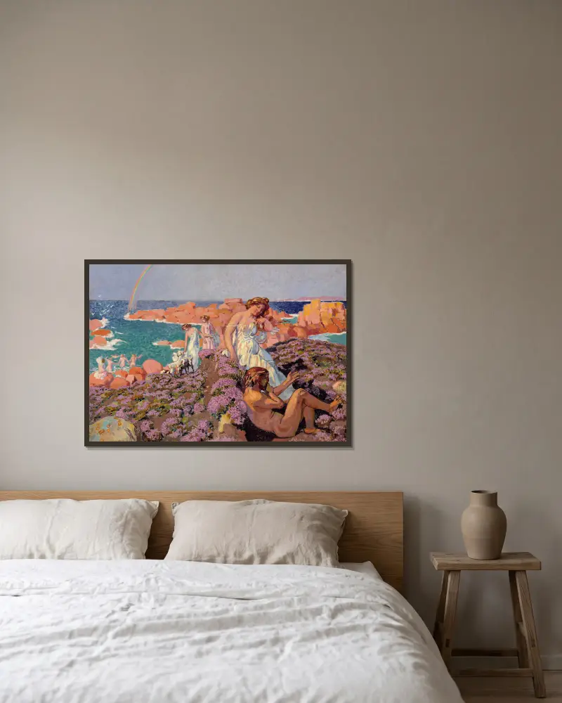 Odysseus bei Kalypso von Maurice Denis gerahmt an einer Wand