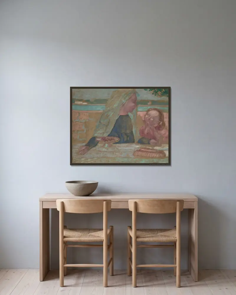 Madonnan med körsbär av Maurice Denis inramad på en vägg