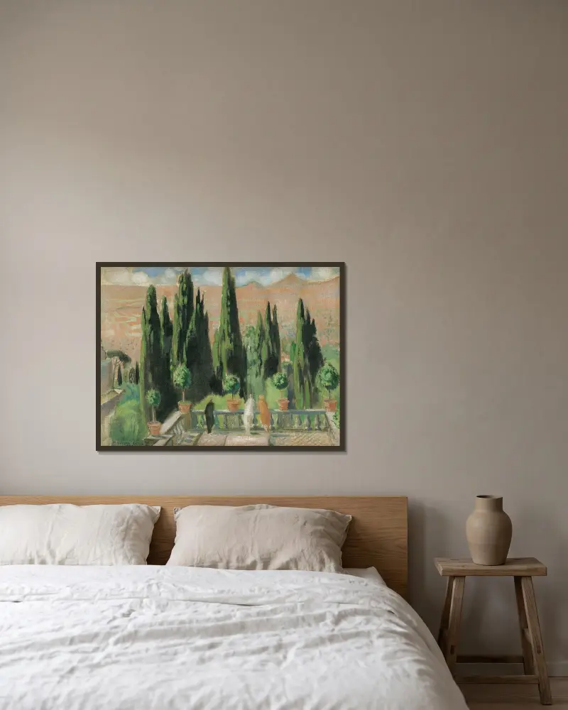Villa d'Este av Maurice Denis inramad på en vägg