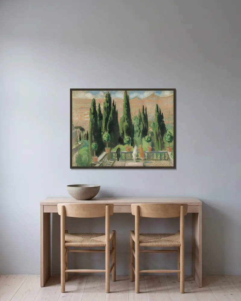 Villa d'Este av Maurice Denis inramad på en vägg