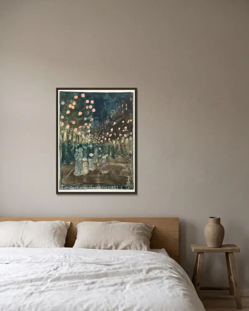 Bastille Day von Maurice Prendergast gerahmt an einer Wand