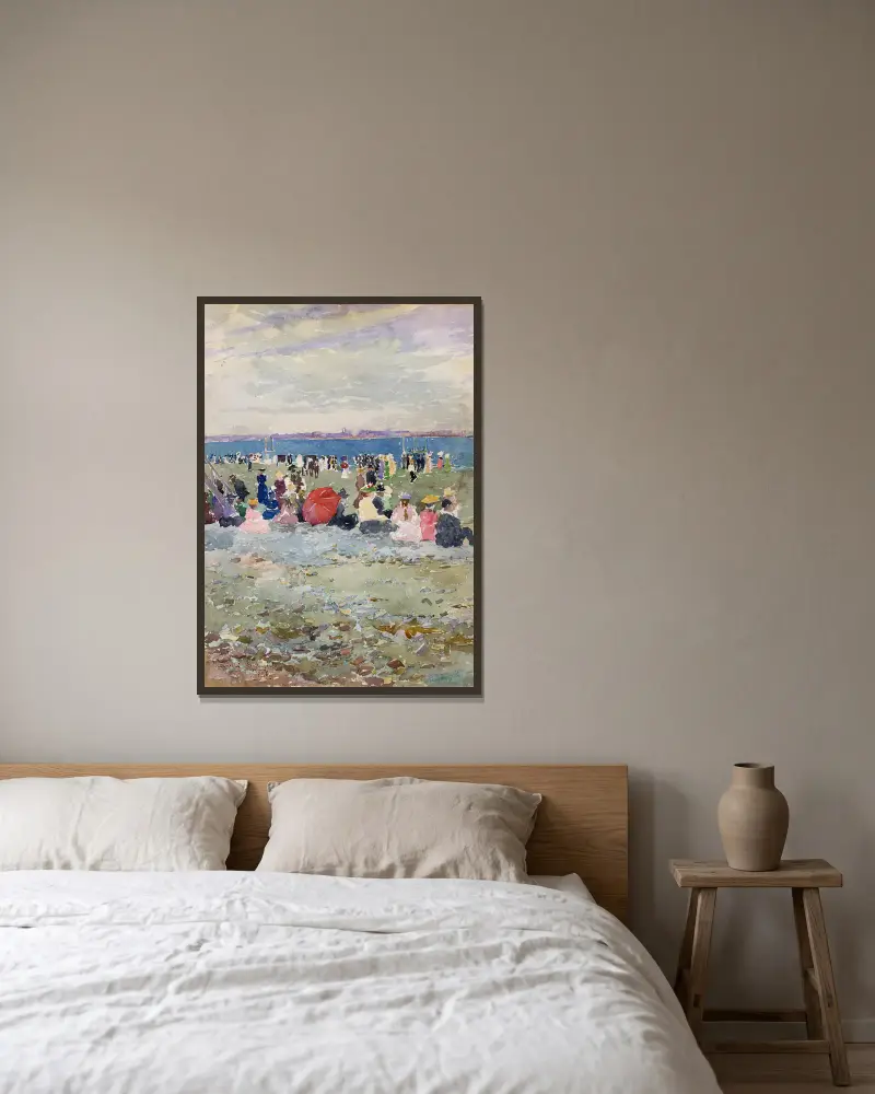 Revere Beach av Maurice Prendergast inramad på en vägg