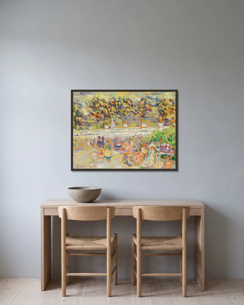 Summer in the Park, Jardin du Luxembourg, Paris av Maurice Prendergast inramad på en vägg