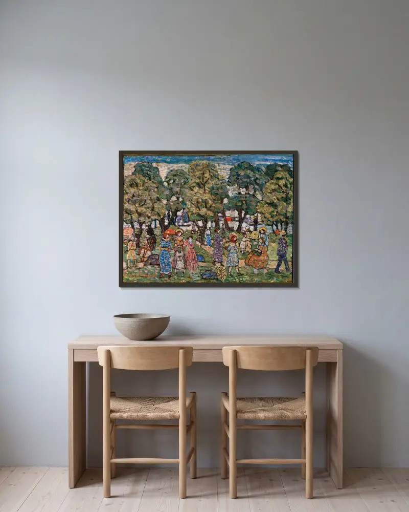 Pod stromy, Maurice Prendergast v rámu na stěně