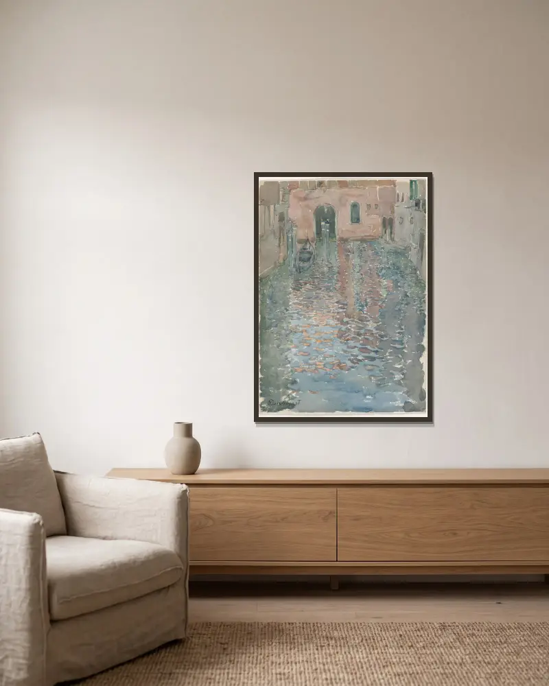 Venetian Canals av Maurice Prendergast inramad på en vägg
