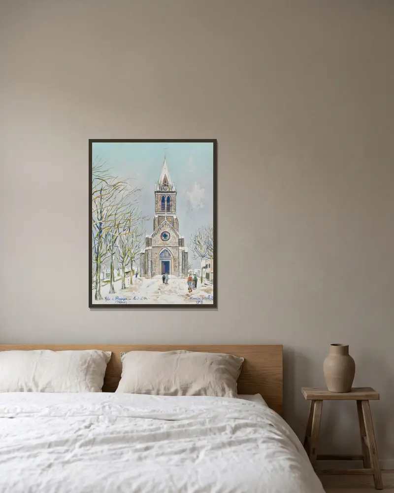 Église de Champagne-au-Mont-d’Or (Rhône) av Maurice Utrillo inramad på en vägg