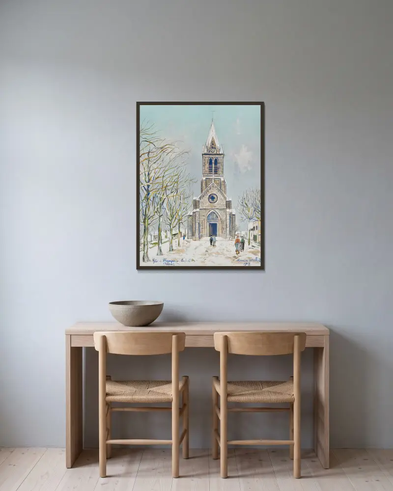 Église de Champagne-au-Mont-d’Or (Rhône) av Maurice Utrillo inramad på en vägg