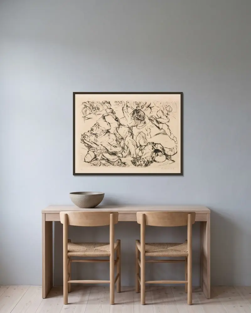 Überfall von Max Beckmann gerahmt an einer Wand