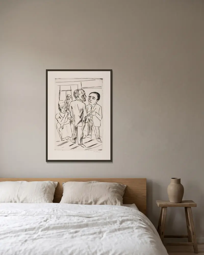 Im Hotel (Der Dollar), 1923 – Nr. 2 von Max Beckmann gerahmt an einer Wand