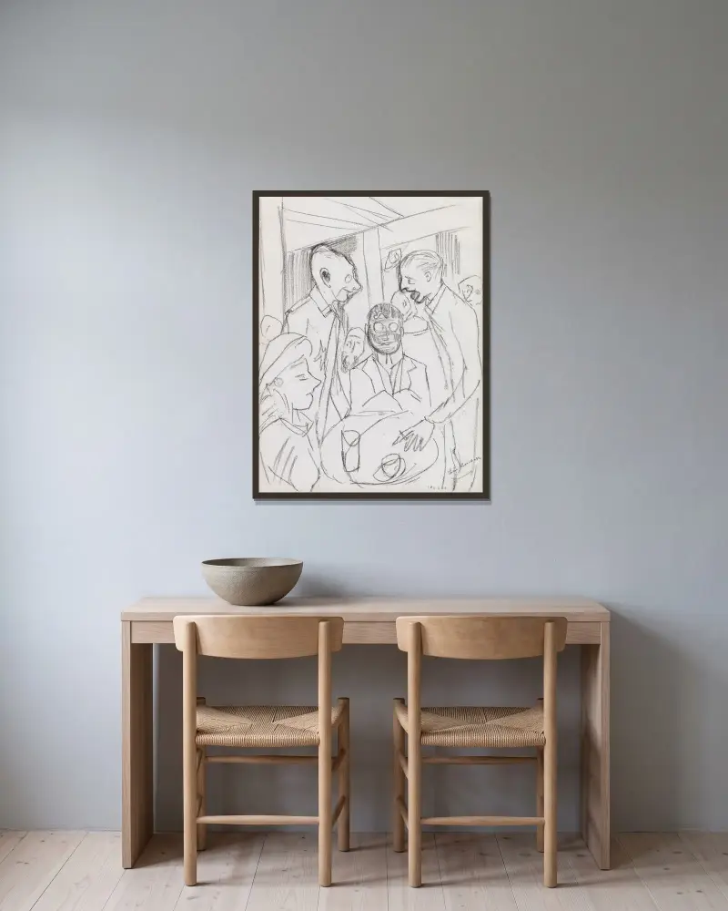 Café av Max Beckmann inramad på en vägg