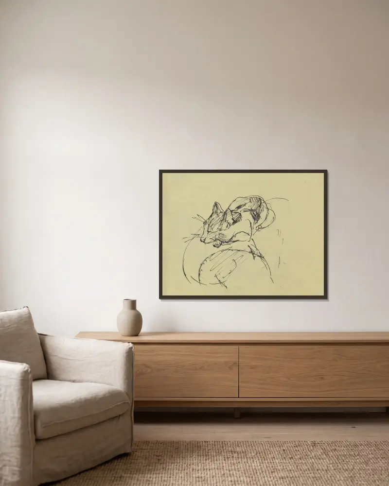 Cat av Max Beckmann inramad på en vägg