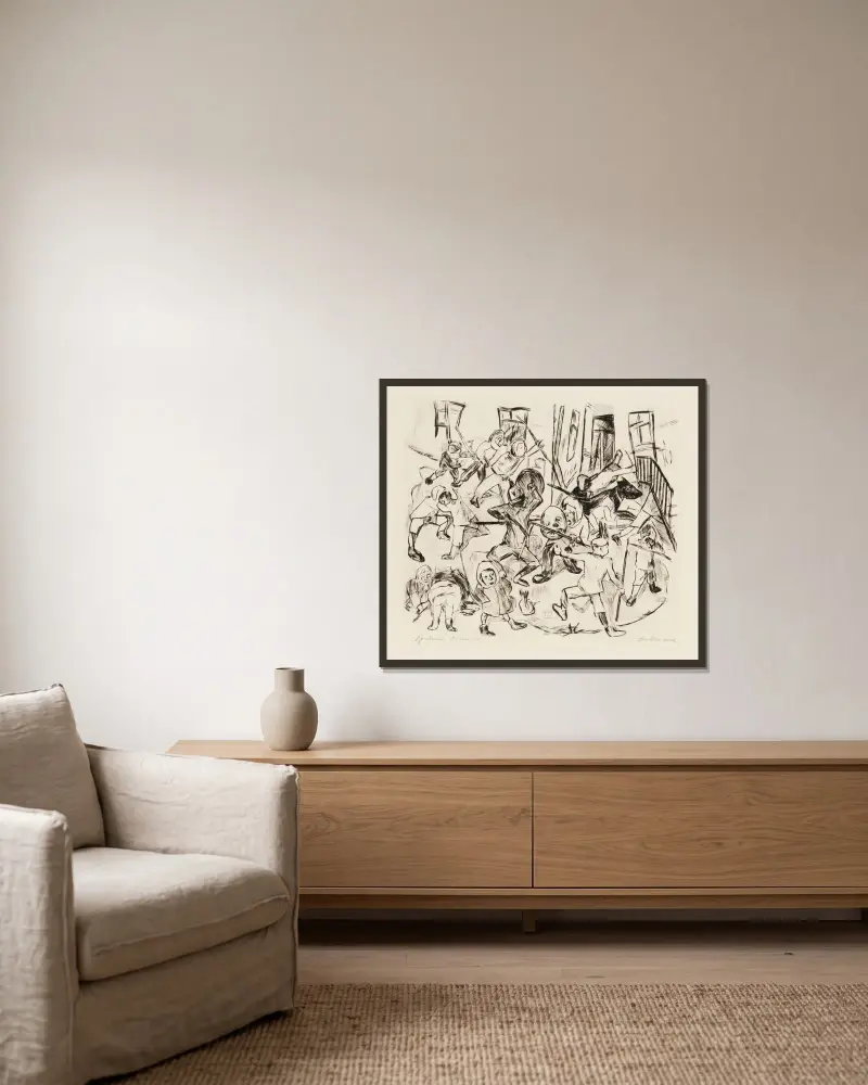 Gesichter Pl.02 von Max Beckmann gerahmt an einer Wand
