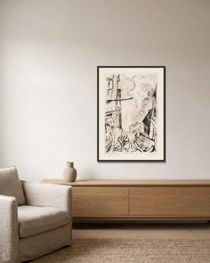 Gesichter Pl.17 von Max Beckmann gerahmt an einer Wand