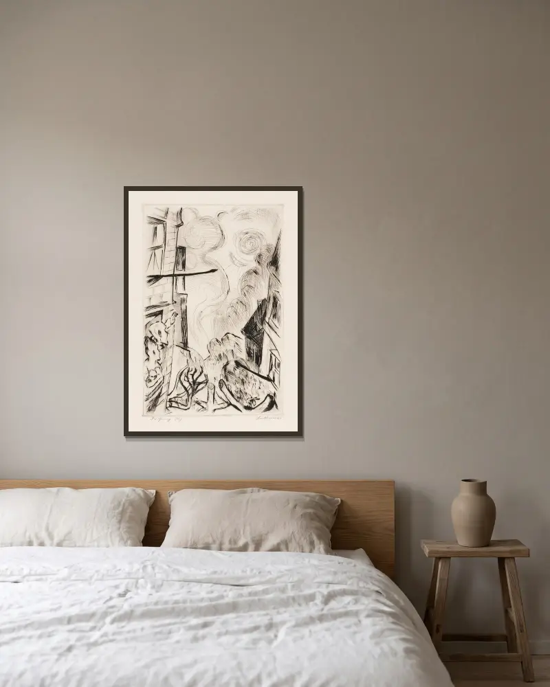 Gesichter Pl.17 von Max Beckmann gerahmt an einer Wand