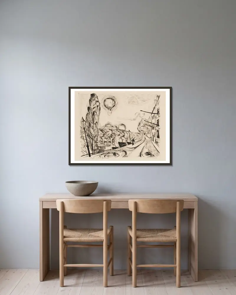 Tváře, list 18, Max Beckmann v rámu na stěně