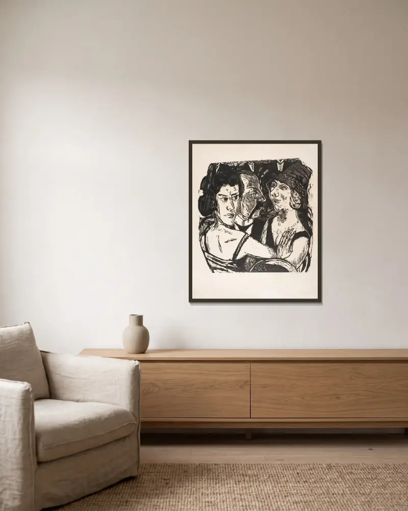 Gruppenbildnis Edenbar von Max Beckmann gerahmt an einer Wand