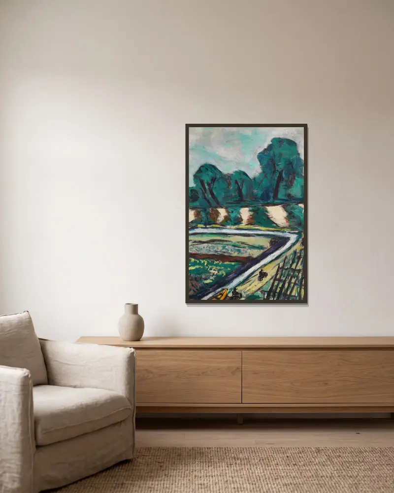 Holländischer Radfahrweg von Max Beckmann gerahmt an einer Wand