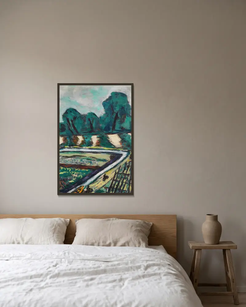 Holländischer Radfahrweg von Max Beckmann gerahmt an einer Wand