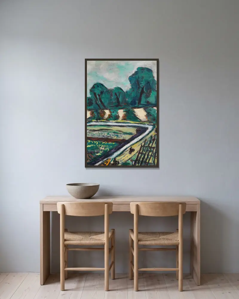 Holländischer Radfahrweg von Max Beckmann gerahmt an einer Wand