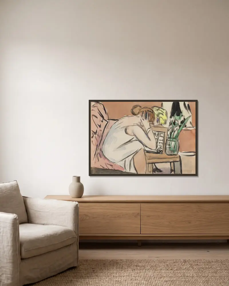 Bez názvu (Dvě čtoucí dívky), Max Beckmann v rámu na stěně