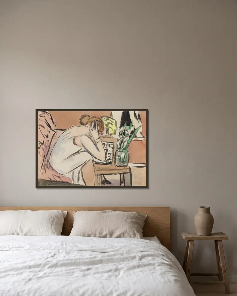 Bez názvu (Dvě čtoucí dívky), Max Beckmann v rámu na stěně