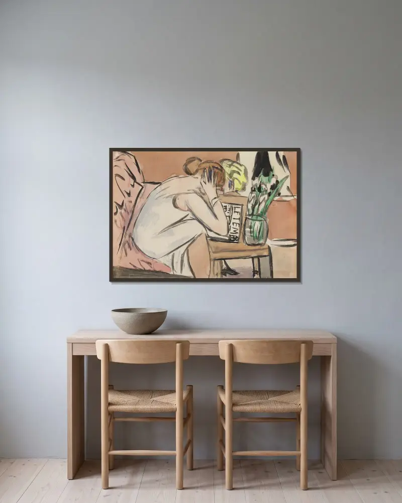 Bez názvu (Dvě čtoucí dívky), Max Beckmann v rámu na stěně
