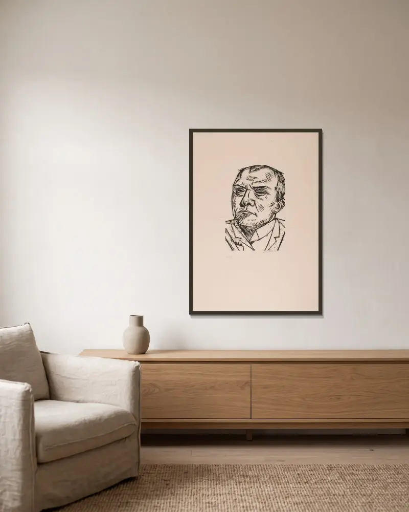 Selbstbildnis, 1922 – Nr. 1 von Max Beckmann gerahmt an einer Wand