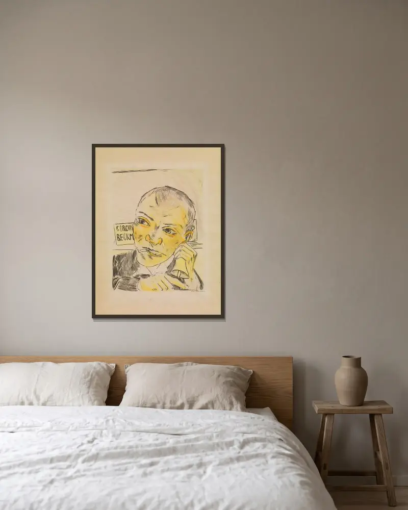 The Barker, from The Annual Fair av Max Beckmann inramad på en vägg